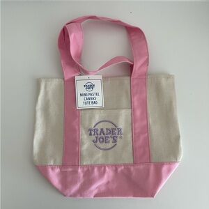 NWT Trader Joe's Pink and Cream Mini Tote Pastel Bag